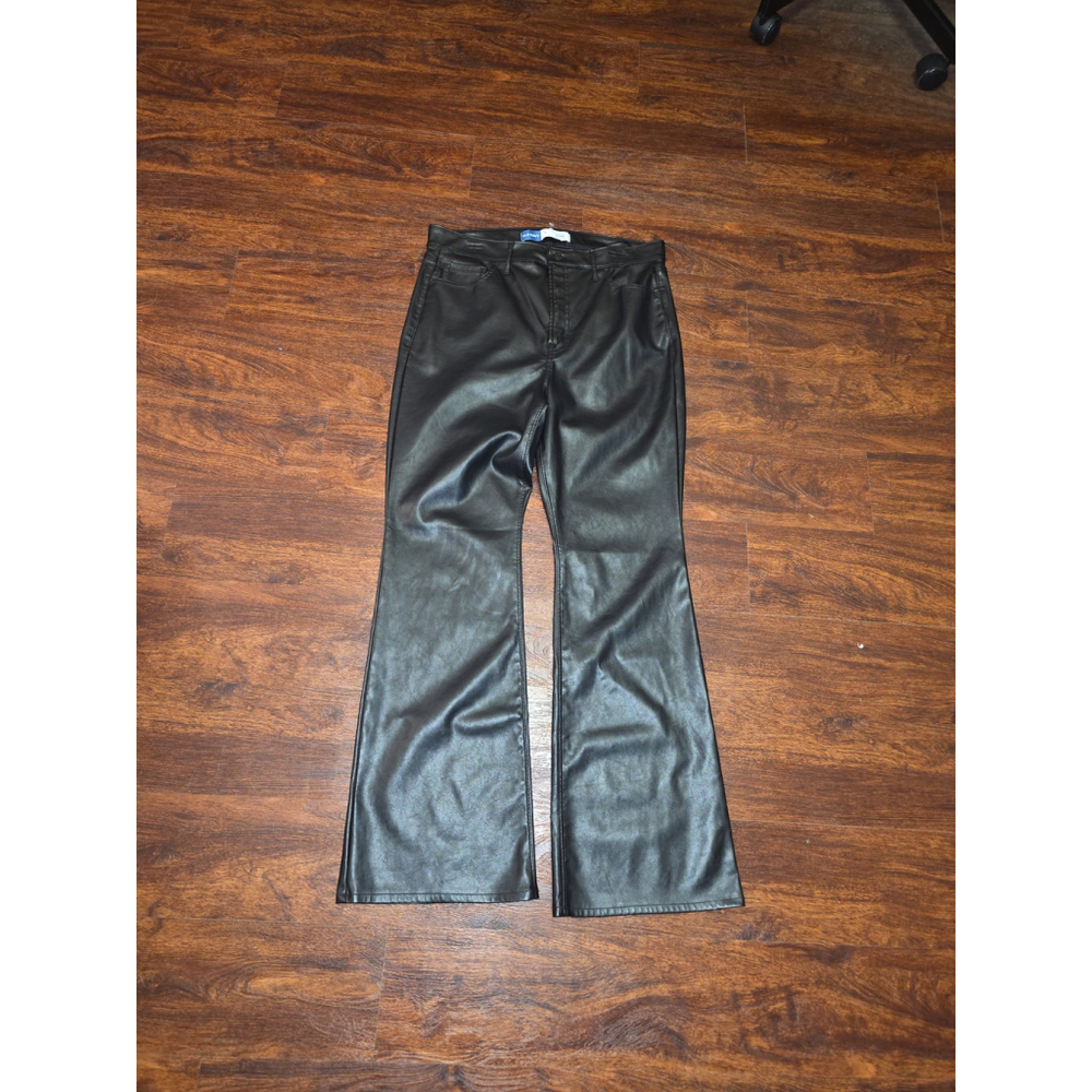 Old Navy faux leather black pants size‎ 14 high rise flair